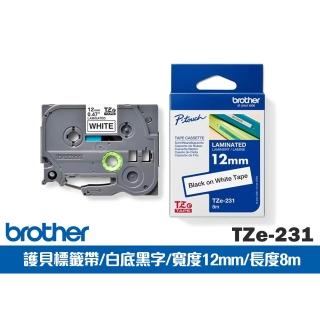 【brother】官方直營 TZe-231 原廠護貝標籤帶12mm 白底黑字(PT-H110/D200SN/P300BT/P710BT/P910BT/P750W)