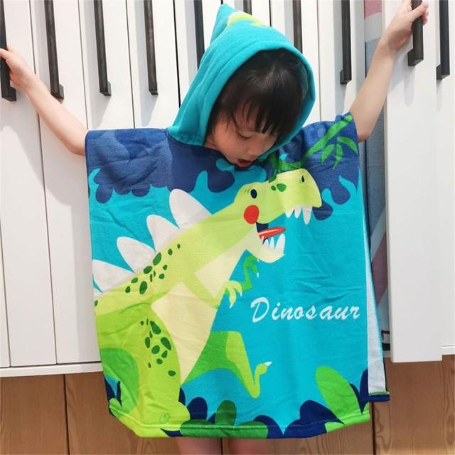 【安朵童舖】現貨兒童連帽浴巾女童斗篷浴巾浴袍男童連帽斗篷浴巾卡通印花沙灘巾