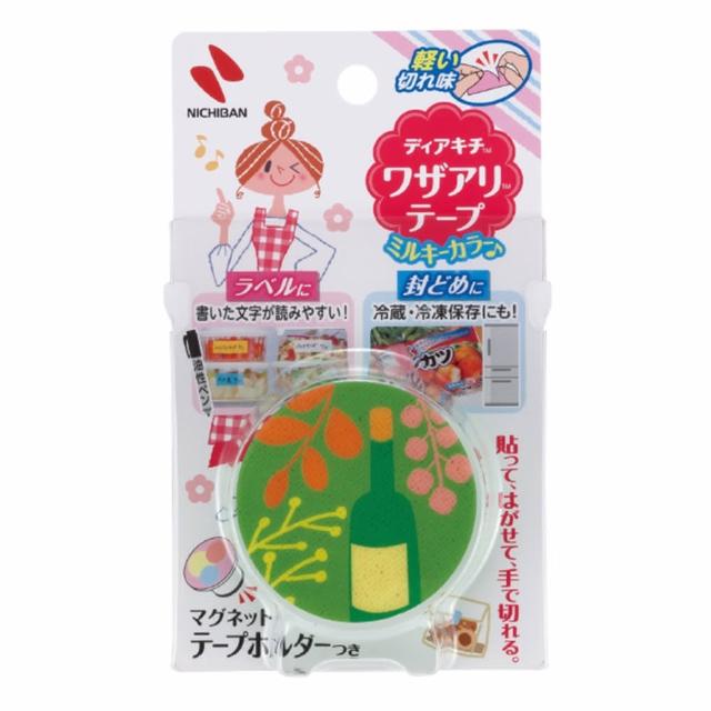 【NICHIBAN】附磁性管架可手撕標籤膠帶貼(附磁性管架)