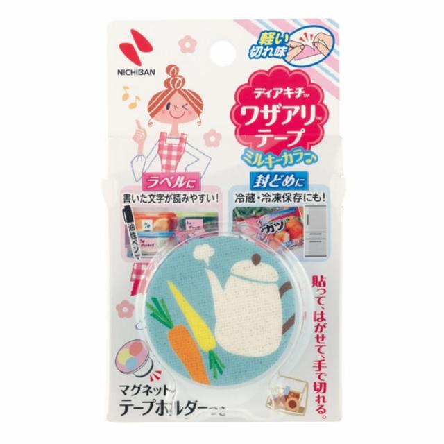 【NICHIBAN】附磁性管架可手撕標籤膠帶貼(附磁性管架)