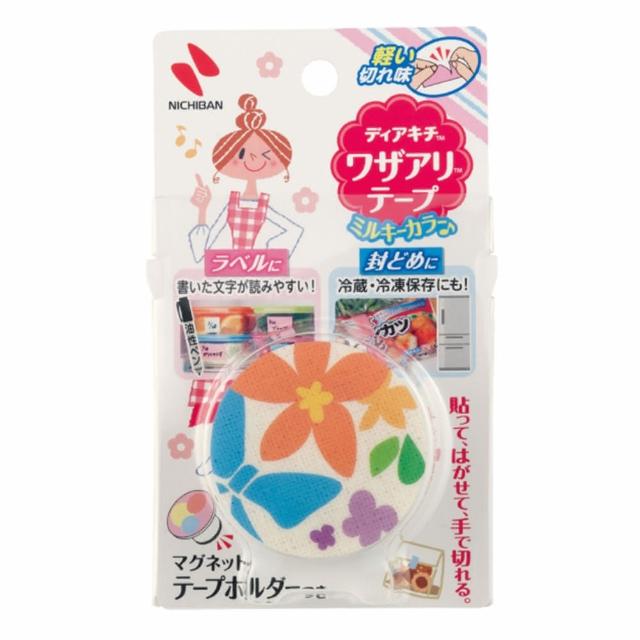 【NICHIBAN】附磁性管架可手撕標籤膠帶貼(附磁性管架)