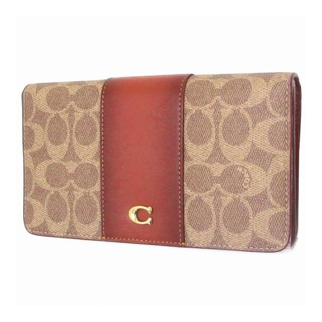 【COACH】C字LOGO拼接皮革復古長夾