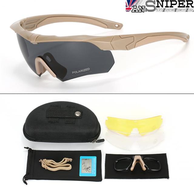 【ansniper】SP511軍特規SAS全天候抗UV藍光HD軍規偏光高清戰術眼鏡11件組(運動/偏光/太陽眼鏡)