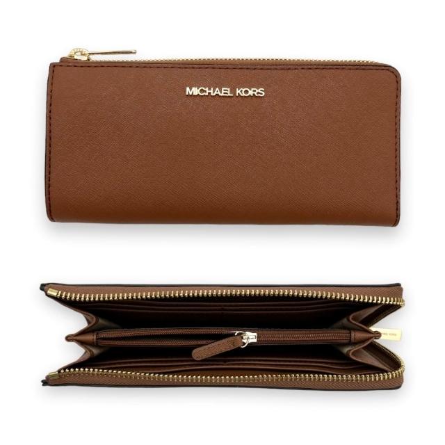 【Michael Kors】MK Jet Set Travel 老花滿版 素面 L型拉鍊 長夾 皮夾(35F8GTVZ3B)