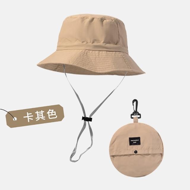 【DREAMCATCHER】抗UV防潑水摺疊漁夫帽(防風繩可調鬆緊/收納登山帽/防曬帽/出國防曬)