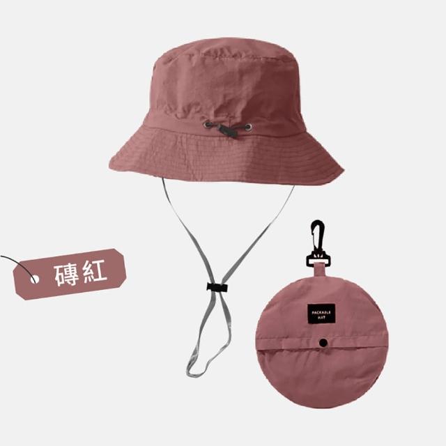 【DREAMCATCHER】抗UV防潑水摺疊漁夫帽(防風繩可調鬆緊/收納登山帽/防曬帽/出國防曬)