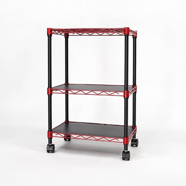 【鋼鐵力士 Steel Tycoon】三層鐵架28x43x60cm 5色 附層架墊板+輪組(推車.層架.置物架.波浪架.鐵力士)