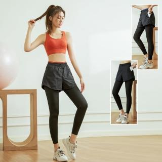 【BODYAIR】出清-假兩件輕感滾邊九分褲(瑜珈.運動.慢跑.透氣.舞蹈.運動褲)