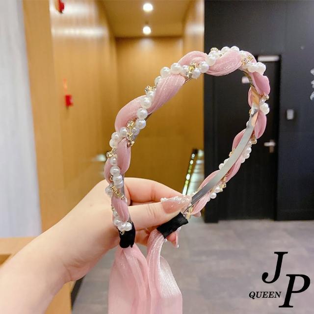 【Jpqueen】珍珠麻花飄帶碎花一體百搭髮箍髮飾(12款可選)