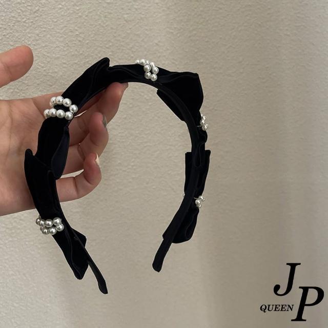 【Jpqueen】浪漫珍珠高雅絲綢百搭髮箍髮飾(8色可選)