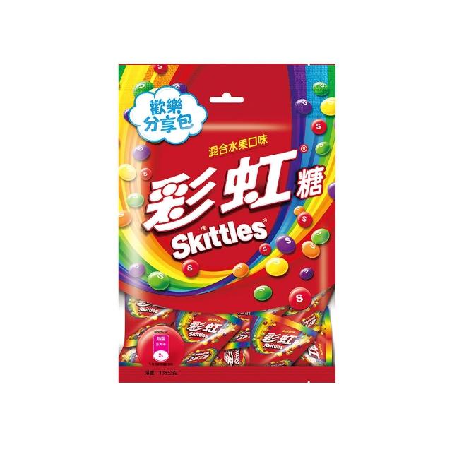 【Skittles 彩虹糖】混合水果口味量販包 樂享包 135g*3入(零食/點心)