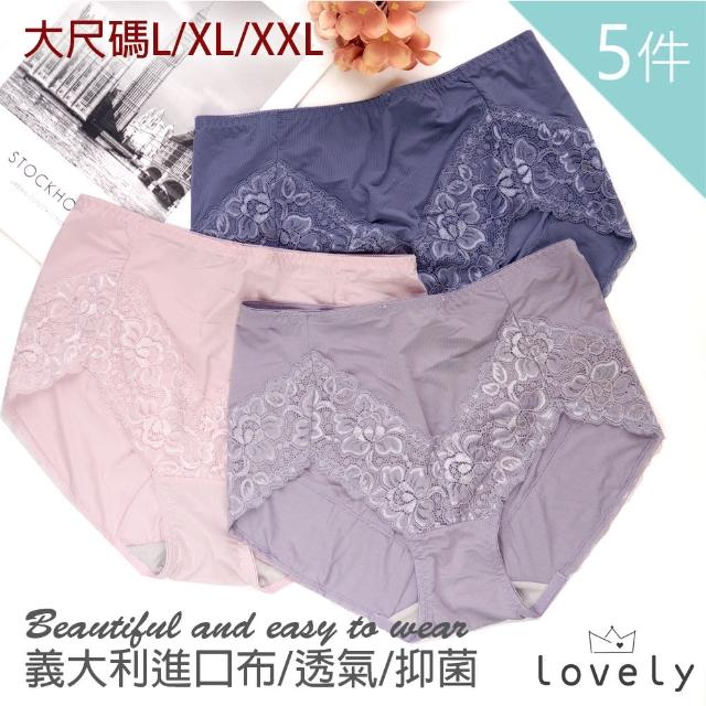 【Lovely 蘿芙妮】5件組柔感高彈抑菌蕾絲內褲(顏色隨機/多款可選)