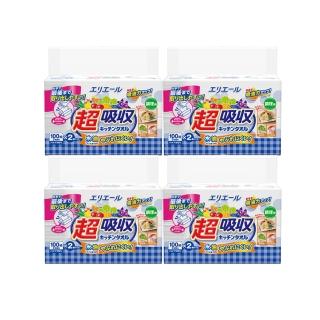 【日本大王】elleair 超吸收廚房紙巾_抽取式(100抽X2入/包_4包組)