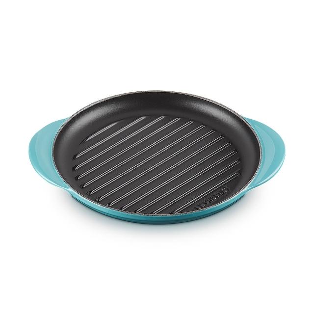 【Le Creuset】琺瑯鑄鐵雙耳圓鐵烤盤25cm 土耳其藍/水手藍 2色選1(贈 B油刷-櫻桃紅)