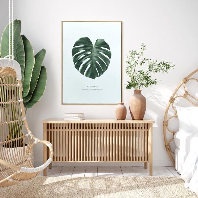 【菠蘿選畫所】清新療癒綠植系列掛畫-42x60cm(龜背竹相框掛牆/簡約植物攝影牆壁裝飾/臥室壁畫)
