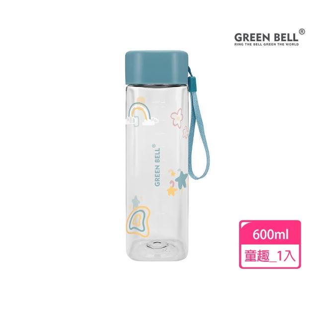 【GREEN BELL 綠貝】2入組 Tritan手提四邊水壺600ml-花森/童趣 2款任選(隨行 野餐 開學 運動 不含BPA)