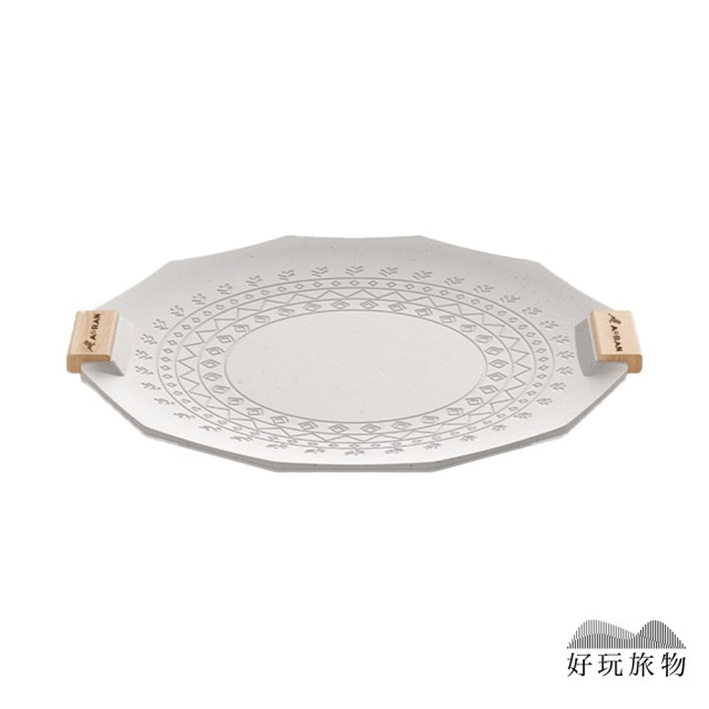 【好玩旅物】35cm_ 六角形麥飯石不沾鍋露營烤盤(附收納袋｜瓦斯電磁爐通用 無煙煎炒燒烤肉)