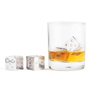 【Outset】美國 附袋不鏽鋼威士忌冰石4入 骰子 / 飲料 冰塊 不稀釋不融化