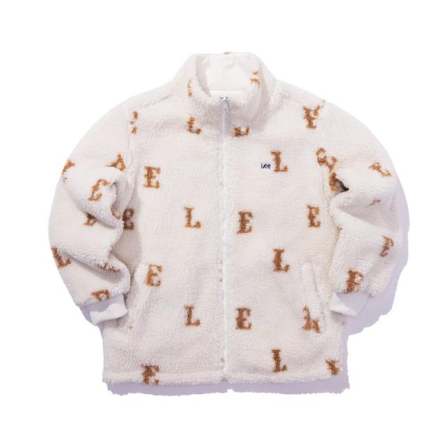 【Lee】出清品-女裝 休閒外套 / 刷毛 字母滿版印花 奶霜白 鋪棉外套 季節性版型(LB313001005)