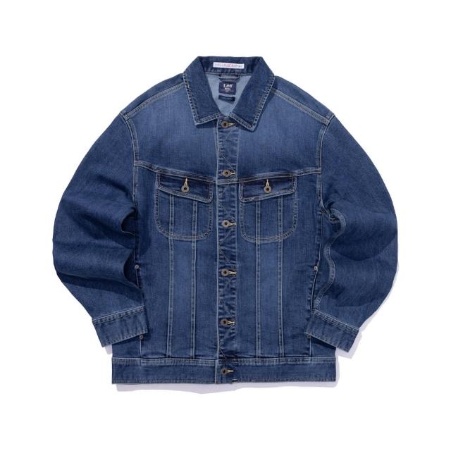 【Lee】男裝 牛仔外套 / 背部刺繡 Lee Cowboy 中深藍水洗 舒適版型 / 101+ 系列(LB314012909)