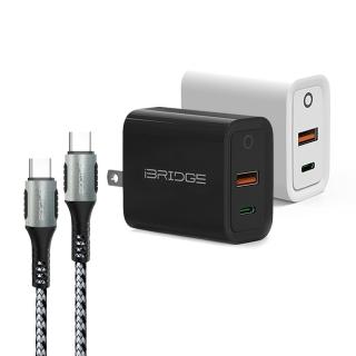 【iBRIDGE】20W快充頭＋PD 100W Type-C to Type-C快充線組(iPhone 16 快充組)