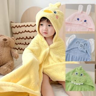 【YOLU】珊瑚絨兒童連帽吸水速乾斗篷浴巾 寶寶洗澡浴袍 嬰兒披風包被(交換禮物)