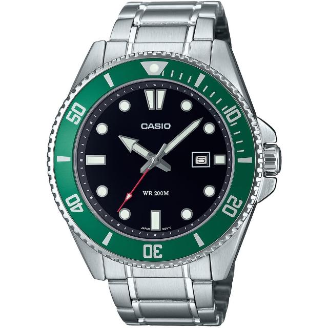 【CASIO 卡西歐】鋼帶款 槍魚系列200米潛水錶-4色可選 情人節 送禮(MDV-107D系列)