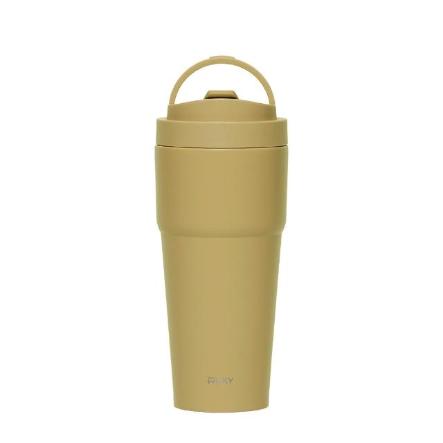 【WOKY 沃廚】2入 渾圓杯 鈦陶瓷款770ml-附彈跳跟矽膠吸管(隨行杯/吸管杯/飲料杯/保溫杯/保溫瓶)