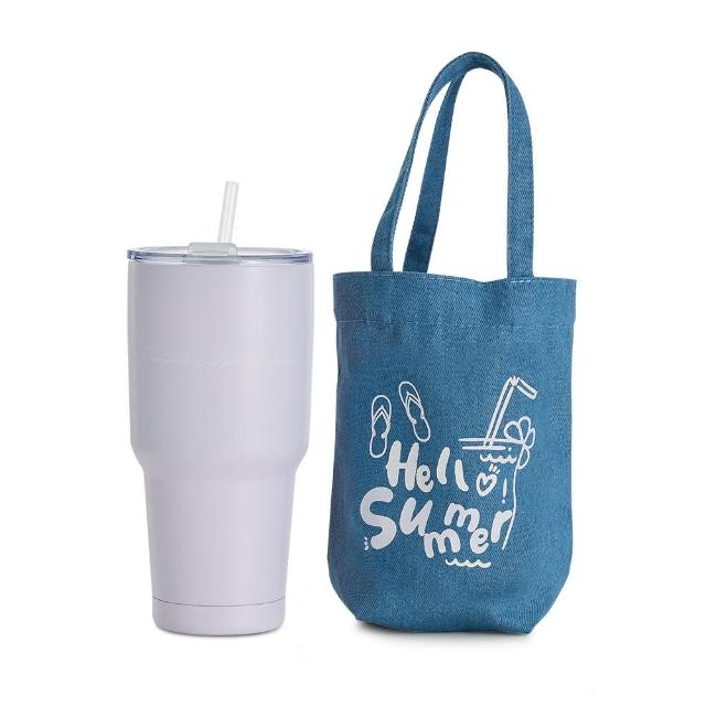 【Hiromimi】內瓷不鏽鋼冰壩杯提袋組900ml(4色可選)
