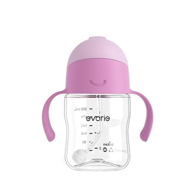 【Evorie】Tritan 200mL+300mL學飲吸管水杯組(總代理公司貨/微笑水杯)