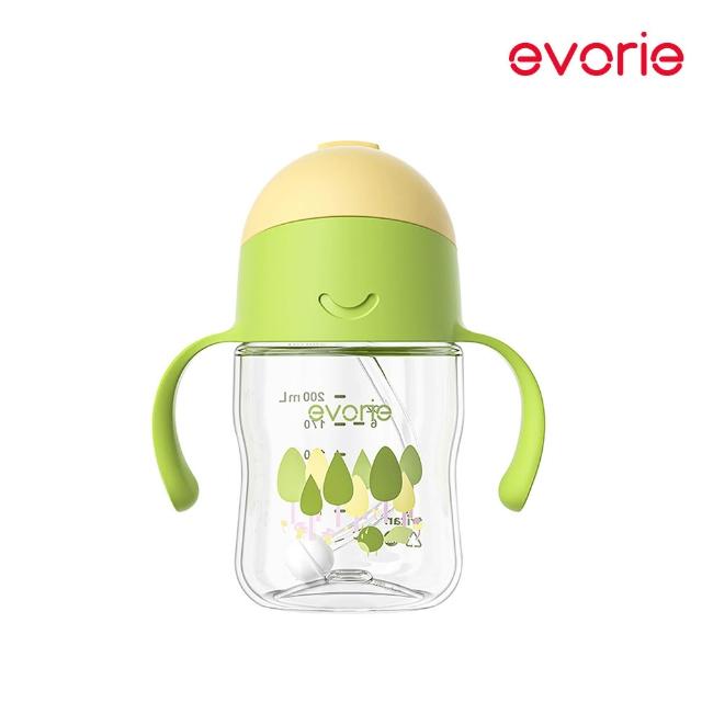 【Evorie】Tritan 滑蓋學習吸管水杯防漏200mL雙色/微笑水杯(微笑水杯 練習水杯 練習喝水)