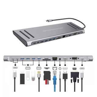 【ANTIAN】14合1 Type-C 多功能HUB轉接器筆電底座 傳輸擴充擴展塢 HDMI USB3.0集線器 Mac轉接頭