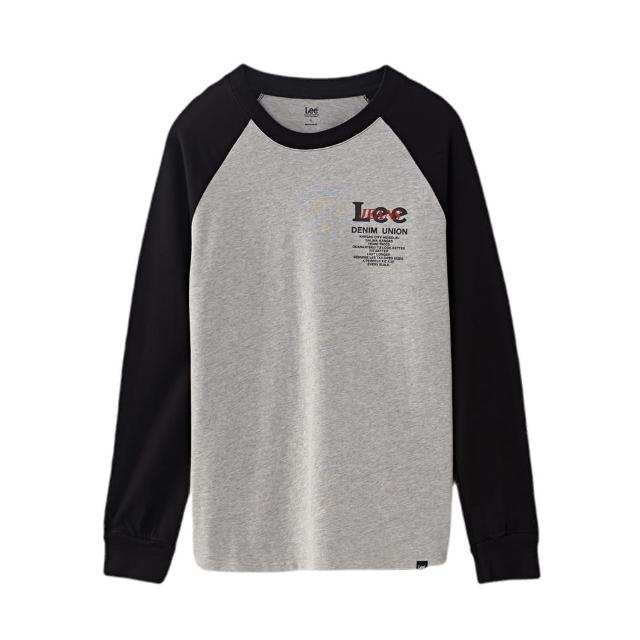 【Lee】男裝 長袖T恤 / 校園風 連肩袖撞色LOGO 共2色 標準版型(LL200293K15 / LL2002939CG)