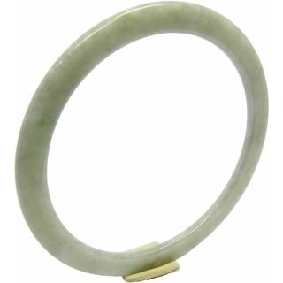【小樂珠寶】翡翠片手鐲清新牛奶膠潤天然A貨玉鐲(手圍18.6號 內徑58.5mm V800)
