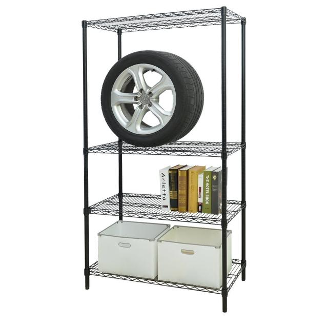 【居家cheaper】荷重型 烤黑 46X91X180CM 四層置物架(每層耐重100KG 層架鐵架 置物架 貨架)