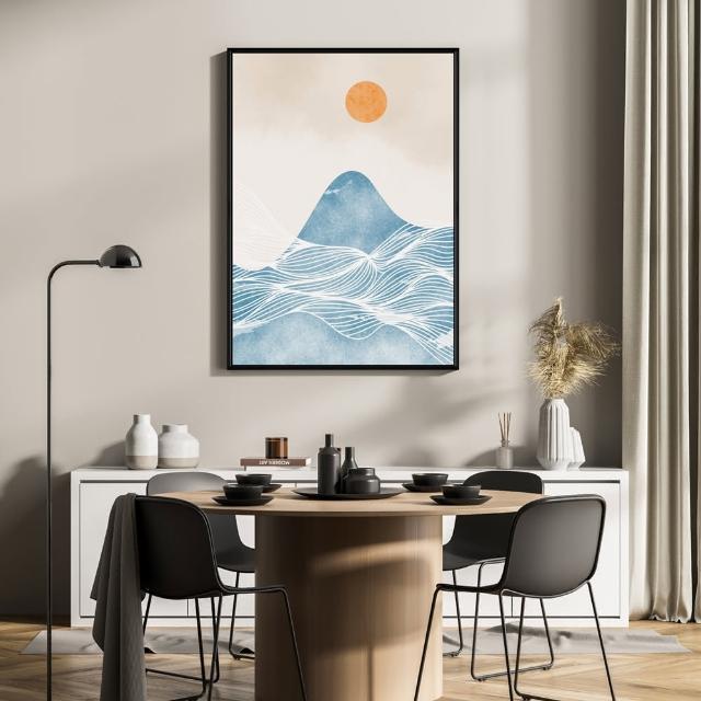 【菠蘿選畫所】山海油畫風景抽象畫-42x60cm(現代抽象風景裝飾畫 /居家佈置/招金色山水聯畫組合)