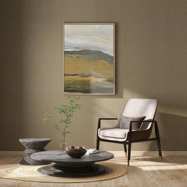 【菠蘿選畫所】山海油畫風景抽象畫-42x60cm(現代抽象風景裝飾畫 /居家佈置/招金色山水聯畫組合)