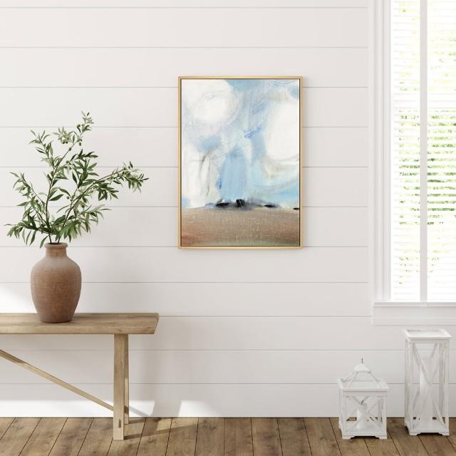 【菠蘿選畫所】山海油畫風景抽象畫-42x60cm(現代抽象風景裝飾畫 /居家佈置/招金色山水聯畫組合)