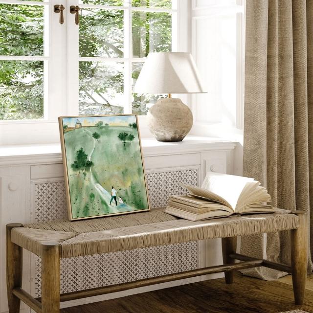【菠蘿選畫所】山海油畫風景抽象畫-42x60cm(現代抽象風景裝飾畫 /居家佈置/招金色山水聯畫組合)