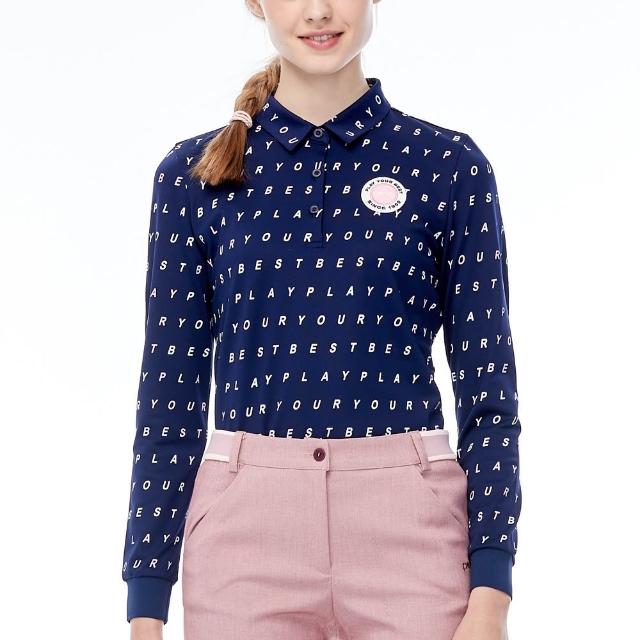 【PING】女款滿版字母吸濕排汗抗UV薄長袖POLO衫-共四色(GOLF/高爾夫球衫/RA23291)