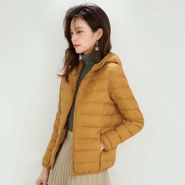 【米蘭精品】極速出貨  真90%白鴨絨羽絨衣輕羽絨外套(保暖休閒多色連帽女夾克12色74gz2)