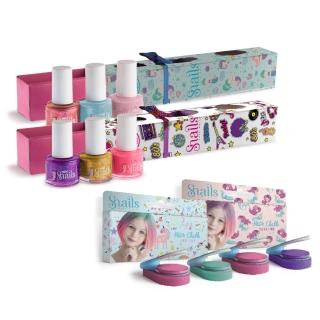 【Snails】小蝸牛裝扮遊戲組 水洗無毒兒童指甲油三入禮盒+秘密莊園兒童染髮餅(兒童禮物)
