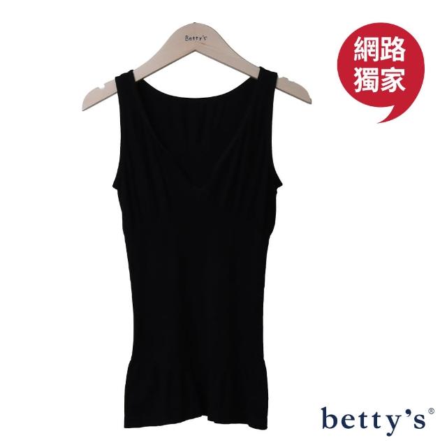 【betty’s 貝蒂思】網路獨賣★超彈性美身深V無袖發熱內衣(黑色)