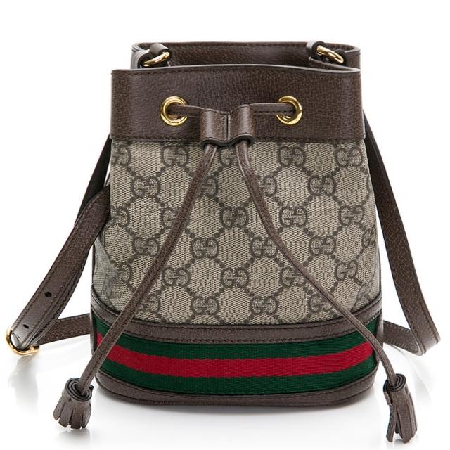 【GUCCI 古馳】550620 經典Ophidia系列GG金扣迷你斜背水桶包(顏色任選)