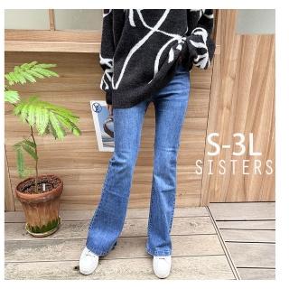 【SISTERS】長腿歐膩愛穿的復古刷色顯瘦小喇叭牛仔褲/S-3L(女下著/靴型褲/喇叭褲/女長褲/丹寧/褲裝)