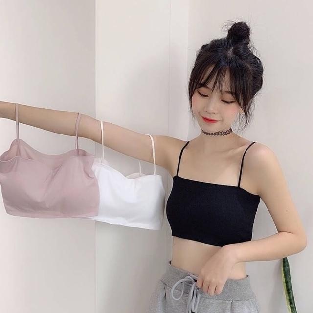 【D.studio】韓版冰絲薄款美背小可愛(帶胸墊免穿內衣上衣背心女裝背心女衣服短版上衣冰絲背心 V206)