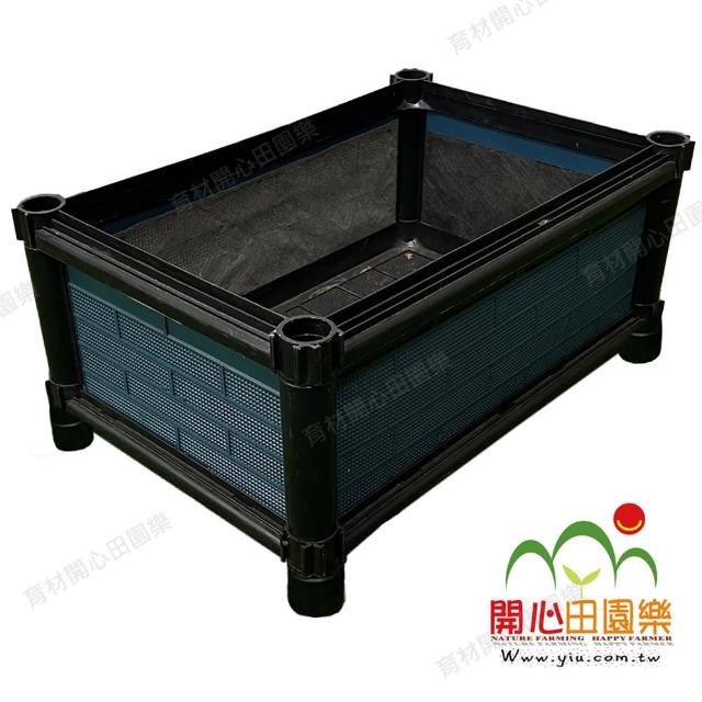 【田園樂】育材雙層雙連通種植箱+金屬輪1.5吋*6(組合種菜箱/深根植物栽培/可選側板/金屬輪子方便移動)
