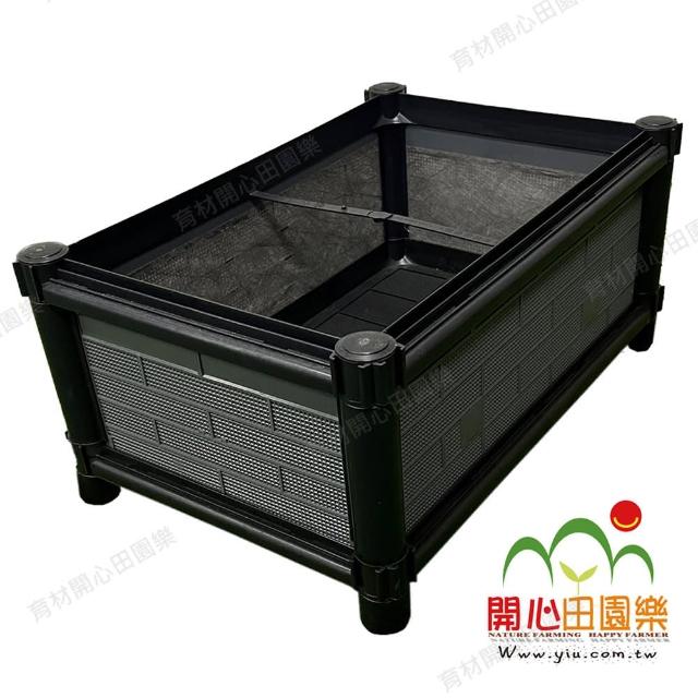 【田園樂】育材雙層雙連通種植箱+金屬輪1.5吋*6(組合種菜箱/深根植物栽培/可選側板/金屬輪子方便移動)