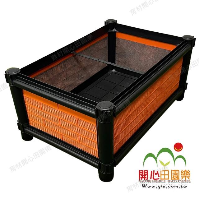 【田園樂】育材雙層雙連通種植箱+金屬輪1.5吋*6(組合種菜箱/深根植物栽培/可選側板/金屬輪子方便移動)