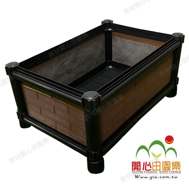 【田園樂】育材雙層雙連通種植箱+金屬輪1.5吋*6(組合種菜箱/深根植物栽培/可選側板/金屬輪子方便移動)